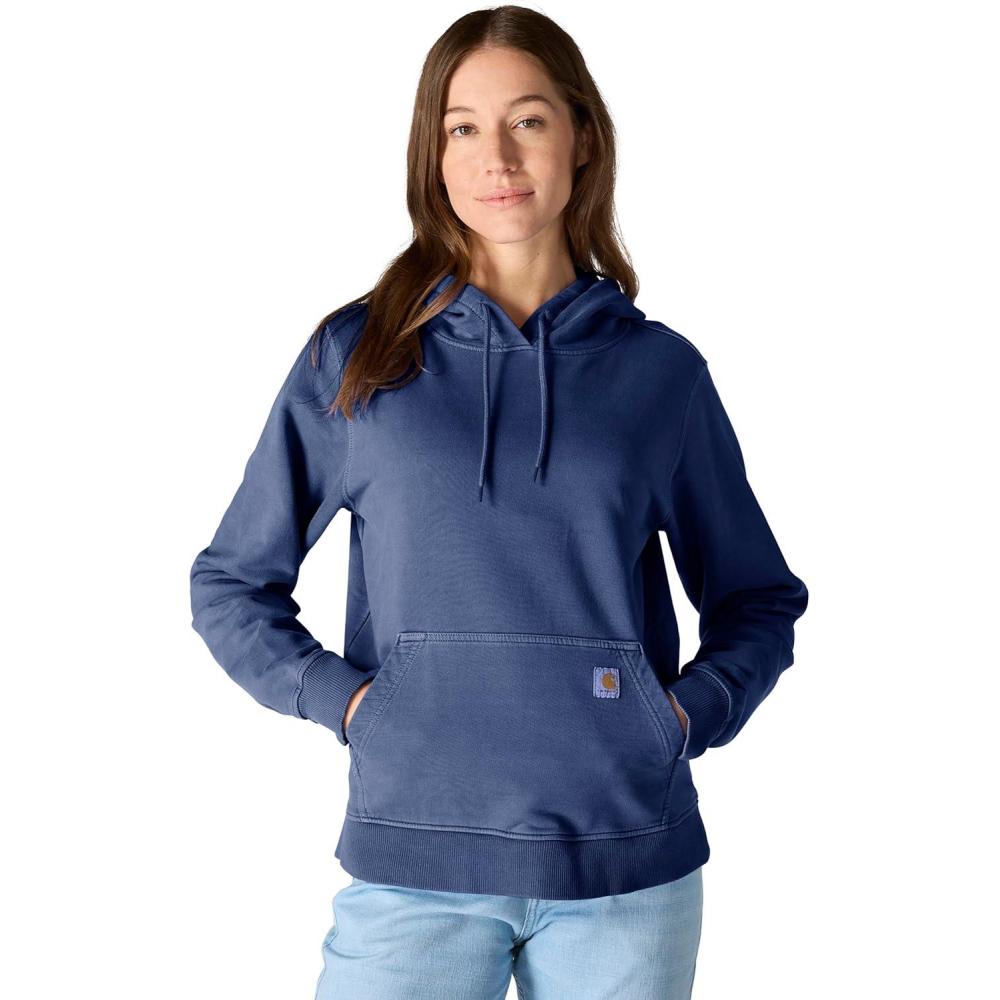 imageCarhartt womens Relaxed Fit Midweight Garment Dye French Terry Hooded SweatshirtLunar Blue