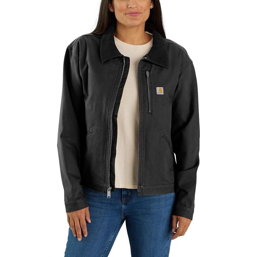 imageCarhartt womens Rugged Flex Loose Fit Canvas Detroit JacketBlack