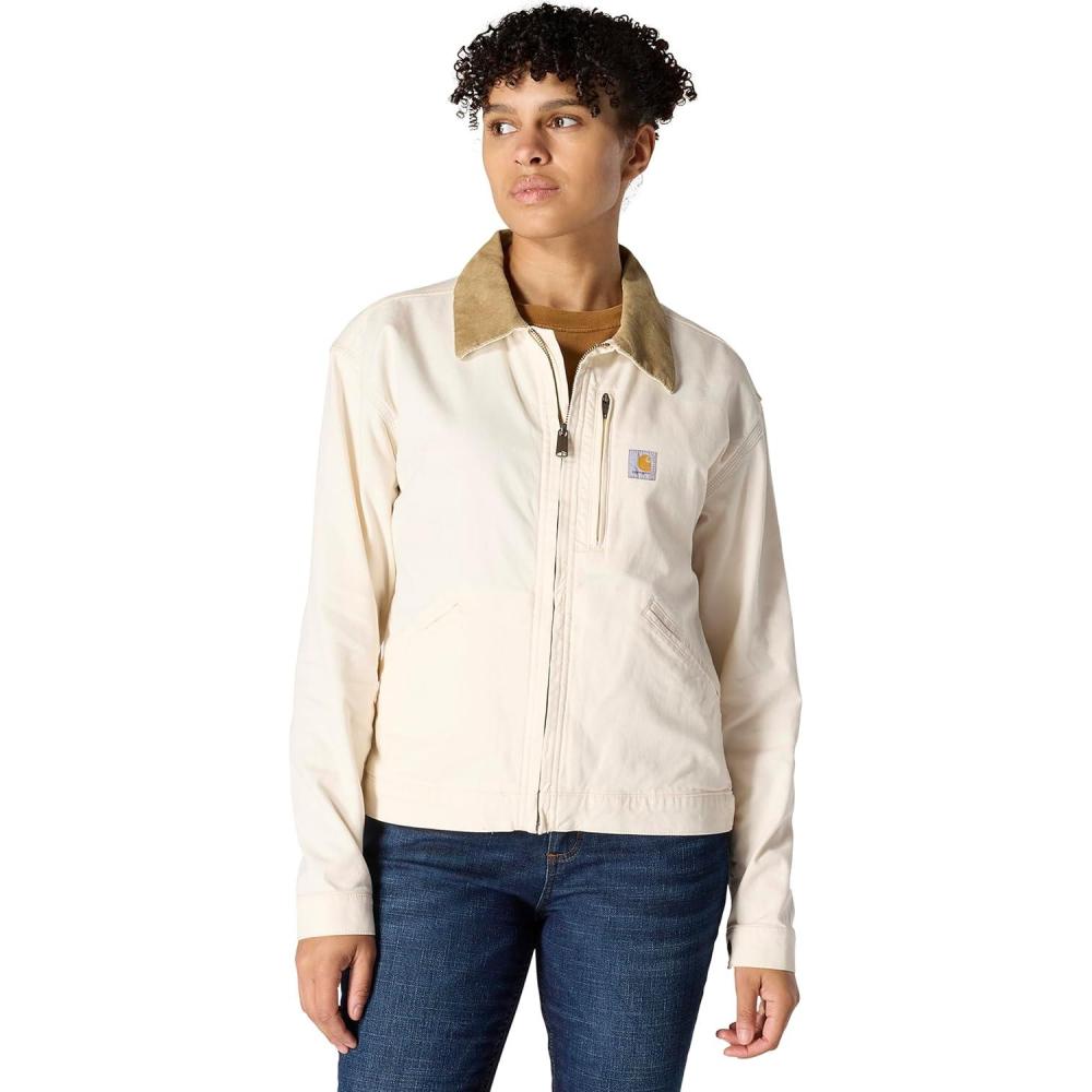 imageCarhartt womens Rugged Flex Loose Fit Canvas Detroit JacketNatural