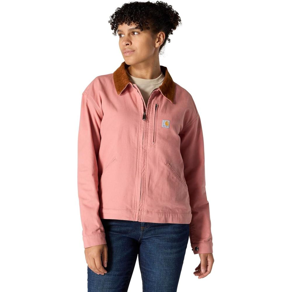 imageCarhartt womens Rugged Flex Loose Fit Canvas Detroit JacketRose Tint