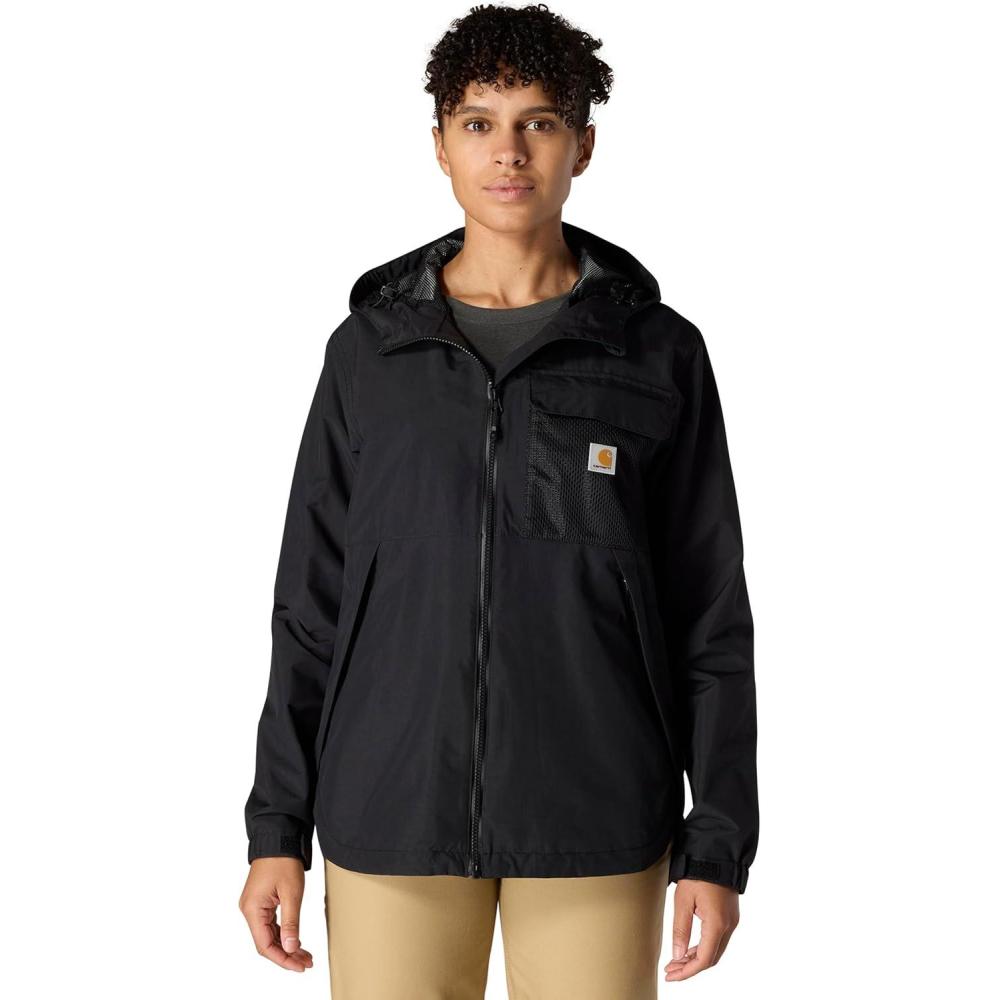 imageCarhartt womens Storm Defender Loose Fit Lightweight Hooded Packable JacketBlack