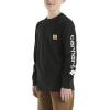 Carhartt Boys’ Long-Sleeve Logo Sleeve Pocket T-Shirt(Caviar Black)