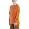Carhartt Boys’ Long-Sleeve Logo Sleeve Pocket T-Shirt(Exotic Orange)