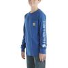 Carhartt Boys’ Long-Sleeve Logo Sleeve Pocket T-Shirt(Galaxy Blue)