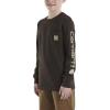 Carhartt Boys’ Long-Sleeve Logo Sleeve Pocket T-Shirt(Mustang Brown)