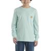 Carhartt Boys’ Long-Sleeve Logo Sleeve Pocket T-Shirt(Pastel Turquoise)