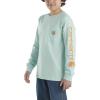 Carhartt Boys’ Long-Sleeve Logo Sleeve Pocket T-Shirt(Pastel Turquoise)