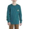 Carhartt Boys’ Long-Sleeve Logo Sleeve Pocket T-Shirt(Shaded Spruce)