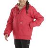 Carhartt Girls Zip Front Flannel Quilt Lined Hooded Active Jac(Raspberry)
