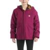 Carhartt Kid’s CP9547 Canvas Insulated Hooded Jacket – Girls(Sierra Plum Caspian)