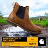 Carhartt Men’s Frontier Water Resistant Steel Toe Chelsea Boots – Slip-on Leather Build with Stretch Gore, EVA Midsole & Rugged Grip(Bison Brown Oil Tan)