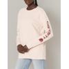 Carhartt Women’s Loose Fit Heavyweight Long-Sleeve Logo Sleeve Graphic T-Shirt(Ash Rose)