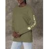 Carhartt Women’s Loose Fit Heavyweight Long-Sleeve Logo Sleeve Graphic T-Shirt(Basil Heather)