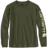 Carhartt Women’s Loose Fit Heavyweight Long-Sleeve Logo Sleeve Graphic T-Shirt(Basil Heather)