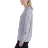 Carhartt Women’s Loose Fit Heavyweight Long-Sleeve Logo Sleeve Graphic T-Shirt(Heather Gray)