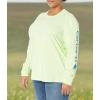 Carhartt Women’s Loose Fit Heavyweight Long-Sleeve Logo Sleeve Graphic T-Shirt(Hint of Lime)