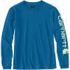 Carhartt Women’s Loose Fit Heavyweight Long-Sleeve Logo Sleeve Graphic T-Shirt(Marine Blue)