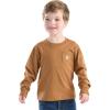 Carhartt Boys’ Long-Sleeve Logo Sleeve Pocket T-Shirt(Carhartt Brown)