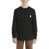 Carhartt Boys’ Long-Sleeve Logo Sleeve Pocket T-Shirt(Caviar Dark Black)