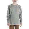 Carhartt Boys’ Long-Sleeve Logo Sleeve Pocket T-Shirt(Charcoal Grey Heather)