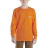 Carhartt Boys’ Long-Sleeve Logo Sleeve Pocket T-Shirt(Exotic Orange)