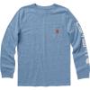 Carhartt Boys’ Long-Sleeve Logo Sleeve Pocket T-Shirt(Imperial Blue Heather)