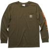 Carhartt Boys’ Long-Sleeve Logo Sleeve Pocket T-Shirt(Ivy Green Heather)