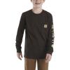 Carhartt Boys’ Long-Sleeve Logo Sleeve Pocket T-Shirt(Mustang Brown)