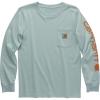 Carhartt Boys’ Long-Sleeve Logo Sleeve Pocket T-Shirt(Pastel Turquoise)