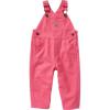 Carhartt Kid’s CM9712 Loose Fit Canvas Bib Overall – Girls(Carhartt Pink Lemonade)