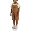 Carhartt Kid’s CM9748 Canvas Ruffle Front Shortall – Girls(Carhartt Brown Canvas)