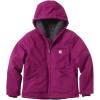Carhartt Kid’s CP9547 Canvas Insulated Hooded Jacket – Girls(Sierra Plum Caspian)