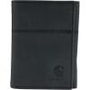 Carhartt Men’s Casual Saddle Leather Wallets, Available in Multiple Styles and Colors(Black (Trifold))