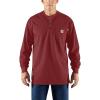 Carhartt Men’s Flame Resistant Force Cotton Long Sleeve Henley(Dark Barn Red)