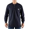 Carhartt Men’s Flame Resistant Force Cotton Long Sleeve Henley(Dark Navy)