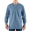 Carhartt Men’s Flame Resistant Force Cotton Long Sleeve Henley(Medium Blue)