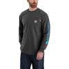 Carhartt Mens Flame Resistant Force Loose Fit Lightweight Long-Sleeve Logo Graphic T-Shirt(Carbon Heather)