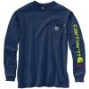 Carhartt Mens Flame Resistant Force Loose Fit Lightweight Long-Sleeve Logo Graphic T-Shirt(Dark Blue Heather)