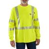 Carhartt Men’s Flame Resistant High-Visibility Force Loose Fit Midweight Long-Sleeve Class 3 Pocket T-Shirt(Brite Lime)