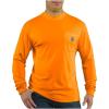 Carhartt Men’s Force Color Enhanced Long-Sleeve T-Shirt(Brite Orange)