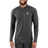 Carhartt Men’s Force Heavyweight Heathered Knit Base Layer Crewneck Pocket Top(Black Heather)