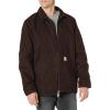 Carhartt Men’s Loose Fit Washed Duck Sherpa-Lined Coat(Dark Brown)