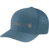 Carhartt Men’s Rugged Flex Fitted Canvas Mesh-Back Logo Graphic Cap(Storm Blue)