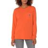 Carhartt Women’s 103244 Women’s WK126 Workwear Pocket Long Sleeve T-Shirt(Brite Orange)