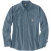 Carhartt Women’s Flame Resistant Force Relaxed Fit Lightweight Long-Sleeve Button-Front Shirt(Steel Blue)