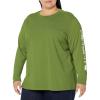 Carhartt Women’s Loose Fit Heavyweight Long-Sleeve Logo Sleeve Graphic T-Shirt(Arborvitae Heather)