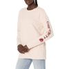 Carhartt Women’s Loose Fit Heavyweight Long-Sleeve Logo Sleeve Graphic T-Shirt(Ash Rose)
