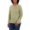 Carhartt Women’s Loose Fit Heavyweight Long-Sleeve Logo Sleeve Graphic T-Shirt(Dried Clay)