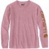 Carhartt Women’s Loose Fit Heavyweight Long-Sleeve Logo Sleeve Graphic T-Shirt(Foxglove Snow Heather)