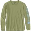 Carhartt Women’s Loose Fit Heavyweight Long-Sleeve Logo Sleeve Graphic T-Shirt(Green Olive Heather)